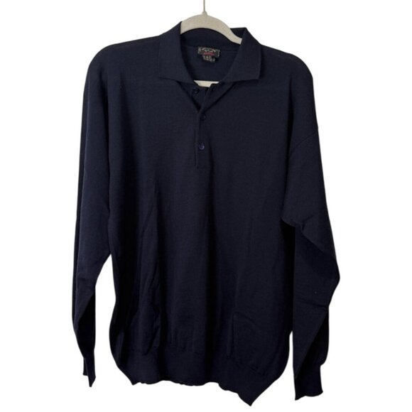 Paul & Shark Mens Yachting Sweater Black Wool Collared Long-Sleeve Italy Size L - Picture 1 of 7